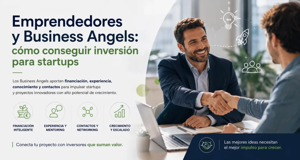Reunión entre emprendedor y Business Angel para conseguir inversión en startups y proyectos innovadores