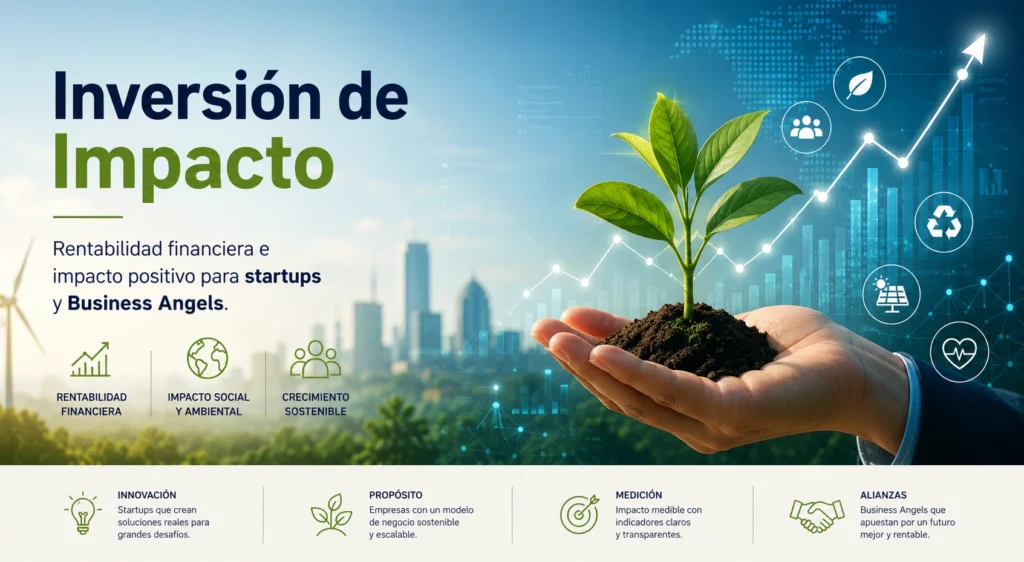 Inversión de impacto para Business Angels y startups sostenibles en España, combinando rentabilidad financiera e impacto social y ambiental positivo.