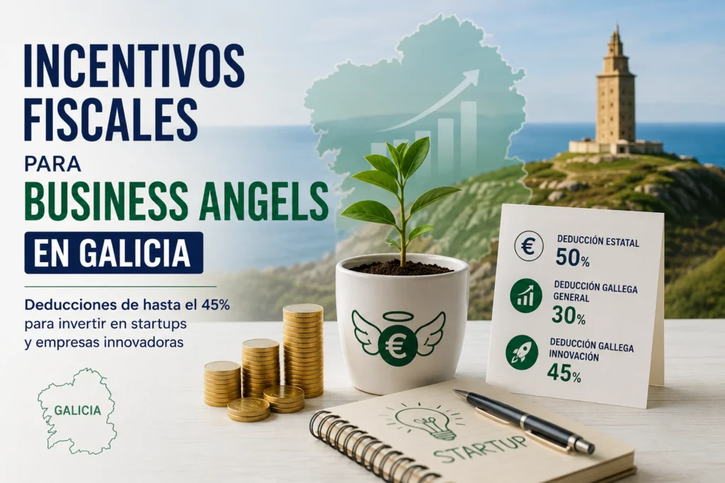 Incentivos fiscales para Business Angels en Galicia con deducciones estatales y autonómicas para invertir en startups innovadoras.